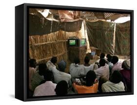 Sudanese Refugees Watch a World Cup Soccer Mach at the Zamzam Refugee Camp-null-Framed Stretched Canvas