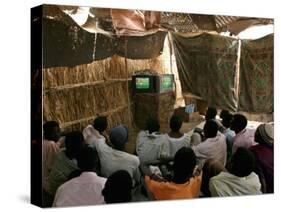 Sudanese Refugees Watch a World Cup Soccer Mach at the Zamzam Refugee Camp-null-Stretched Canvas