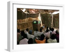 Sudanese Refugees Watch a World Cup Soccer Mach at the Zamzam Refugee Camp-null-Framed Premium Photographic Print