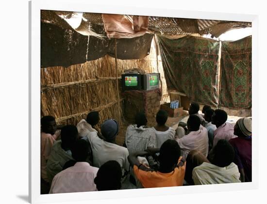 Sudanese Refugees Watch a World Cup Soccer Mach at the Zamzam Refugee Camp-null-Framed Photographic Print