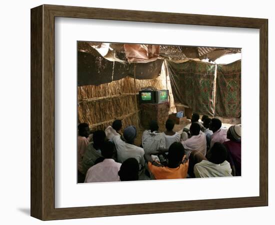 Sudanese Refugees Watch a World Cup Soccer Mach at the Zamzam Refugee Camp-null-Framed Photographic Print