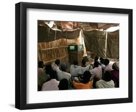 Sudanese Refugees Watch a World Cup Soccer Mach at the Zamzam Refugee Camp-null-Framed Photographic Print