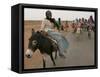 Sudanese Women Ride Donkeys at the Entrance of the Zamzam Refugee Camp-null-Framed Stretched Canvas