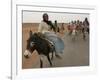 Sudanese Women Ride Donkeys at the Entrance of the Zamzam Refugee Camp-null-Framed Photographic Print