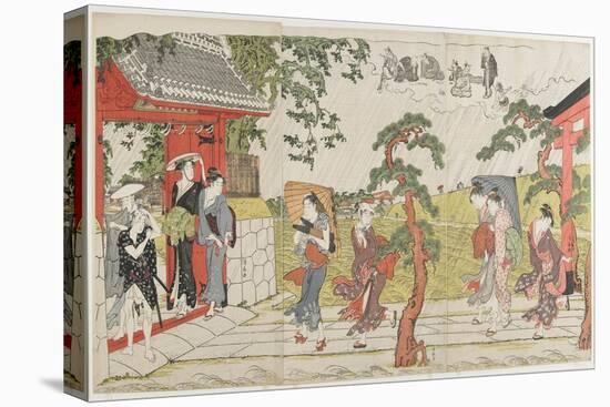 Sudden Shower at the Mimeguri Shrine, 1787-Torii Kiyonaga-Stretched Canvas