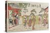 Sudden Shower at the Mimeguri Shrine, 1787-Torii Kiyonaga-Stretched Canvas