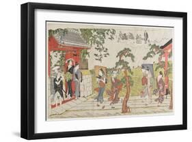 Sudden Shower at the Mimeguri Shrine, 1787-Torii Kiyonaga-Framed Giclee Print