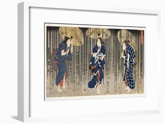 Sudden Shower in the Summer, C.1849-51-Utagawa Kuniyoshi-Framed Giclee Print