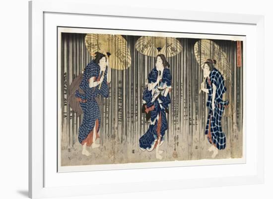 Sudden Shower in the Summer, C.1849-51-Utagawa Kuniyoshi-Framed Giclee Print