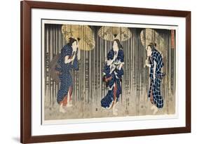 Sudden Shower in the Summer, C.1849-51-Utagawa Kuniyoshi-Framed Giclee Print