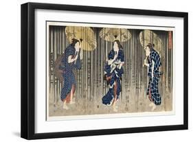 Sudden Shower in the Summer, C.1849-51-Utagawa Kuniyoshi-Framed Premium Giclee Print