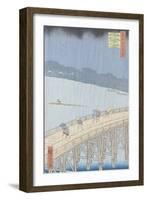 Sudden Shower on Ohashi Bridge at Ataka, from the Series "100 Views of Edo", 1857-Ando Hiroshige-Framed Giclee Print