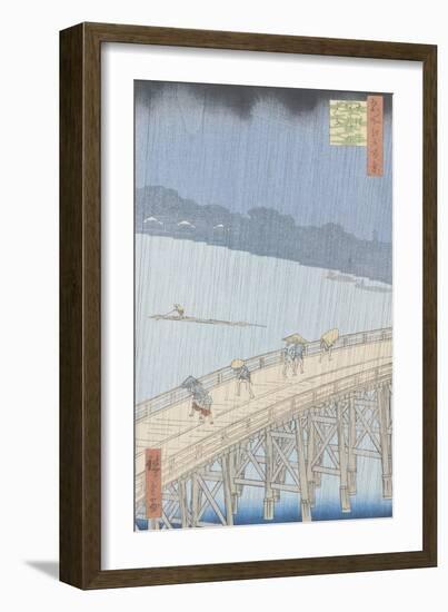 Sudden Shower on Ohashi Bridge at Ataka, from the Series "100 Views of Edo", 1857-Ando Hiroshige-Framed Giclee Print