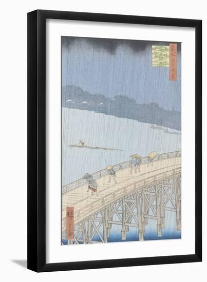 Sudden Shower on Ohashi Bridge at Ataka, from the Series "100 Views of Edo", 1857-Ando Hiroshige-Framed Giclee Print