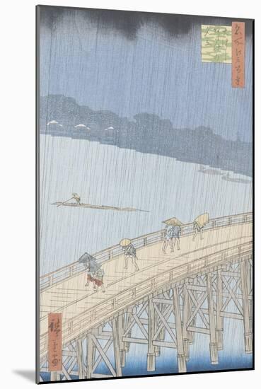 Sudden Shower on Ohashi Bridge at Ataka, from the Series "100 Views of Edo", 1857-Ando Hiroshige-Mounted Giclee Print