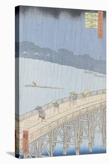 Sudden Shower on Ohashi Bridge at Ataka, from the Series "100 Views of Edo", 1857-Ando Hiroshige-Stretched Canvas