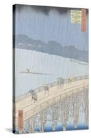 Sudden Shower on Ohashi Bridge at Ataka, from the Series "100 Views of Edo", 1857-Ando Hiroshige-Stretched Canvas