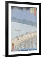 Sudden Shower on Ohashi Bridge at Ataka, from the Series "100 Views of Edo", 1857-Ando Hiroshige-Framed Giclee Print