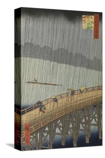 Sudden Shower-Ando Hiroshige-Stretched Canvas