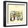 Sudder Street in Calcutta, West Bengal, India. Old Buildings, Guest Houses. Rickshaws, Trees. Hand-babayuka-Framed Art Print