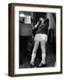 Sue Nyvall Gets up Early to Talk on the Phone to a Girl Friend, while Sister is Still in Bed-Grey Villet-Framed Photographic Print
