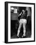 Sue Nyvall Gets up Early to Talk on the Phone to a Girl Friend, while Sister is Still in Bed-Grey Villet-Framed Photographic Print