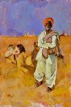 Indian camel man oil on board-Sue Wales-Giclee Print