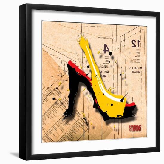 Suede Heel Yellow Red Sole-Roderick E. Stevens-Framed Giclee Print