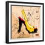 Suede Heel Yellow Red Sole-Roderick E. Stevens-Framed Premium Giclee Print