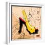 Suede Heel Yellow Red Sole-Roderick E. Stevens-Framed Premium Giclee Print