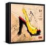 Suede Heel Yellow Red Sole-Roderick E. Stevens-Framed Stretched Canvas