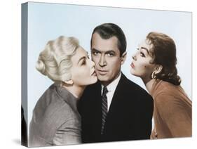 Sueurs Froides VERTIGO by AlfredHitchcock with James Stewart and Kim Novak, 1958 (photo)-null-Stretched Canvas