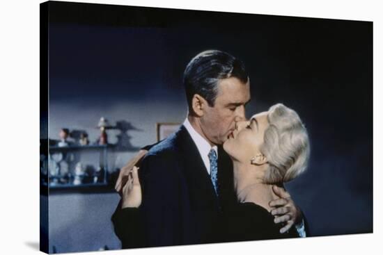 Sueurs Froides VERTIGO by AlfredHitchcock with James Stewart and Kim Novak, 1958 (photo)-null-Stretched Canvas