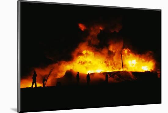 Suez Burning from Air Attacks-null-Mounted Photographic Print