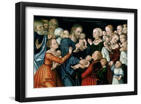 Suffer the Little Children to Come Unto Me, 1538-Lucas Cranach the Elder-Framed Giclee Print