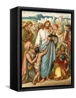 Suffer the Little Children to Come Unto Me-English School-Framed Stretched Canvas