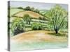 Suffolk Landscape, View from Dalham Church, 2011-Joan Thewsey-Stretched Canvas