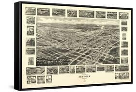 Suffolk, Virginia - Panoramic Map-Lantern Press-Framed Stretched Canvas
