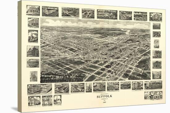 Suffolk, Virginia - Panoramic Map-Lantern Press-Stretched Canvas