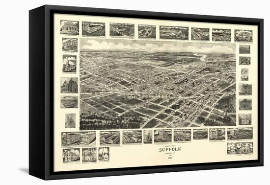 Suffolk, Virginia - Panoramic Map-Lantern Press-Framed Stretched Canvas