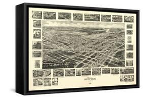 Suffolk, Virginia - Panoramic Map-Lantern Press-Framed Stretched Canvas