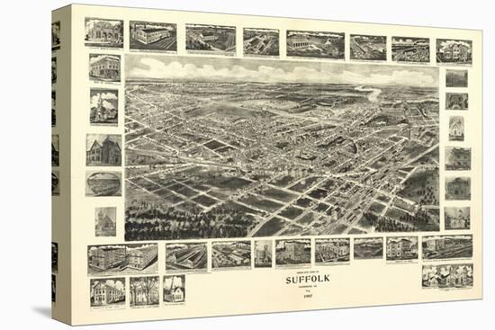 Suffolk, Virginia - Panoramic Map-Lantern Press-Stretched Canvas