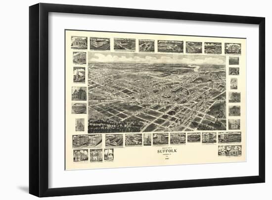 Suffolk, Virginia - Panoramic Map-Lantern Press-Framed Art Print