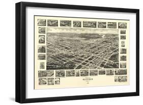 Suffolk, Virginia - Panoramic Map-Lantern Press-Framed Art Print