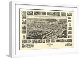Suffolk, Virginia - Panoramic Map-Lantern Press-Framed Art Print
