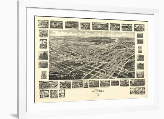 Suffolk, Virginia - Panoramic Map-Lantern Press-Framed Premium Giclee Print