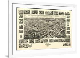 Suffolk, Virginia - Panoramic Map-Lantern Press-Framed Premium Giclee Print