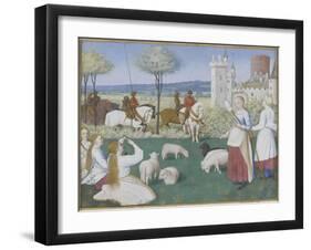 Suffrage des Saints du Livre d'Heures d'Etienne Chevalier : Sainte Marguerite et Olibrius dit-Jean Fouquet-Framed Giclee Print