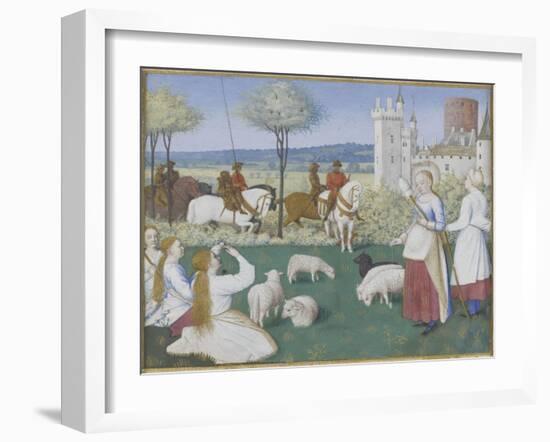 Suffrage des Saints du Livre d'Heures d'Etienne Chevalier : Sainte Marguerite et Olibrius dit-Jean Fouquet-Framed Giclee Print