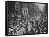 Suffragette Demonstration with Women Carrying Wands Tipped with Silver Broad-Arrows and Banner-null-Framed Stretched Canvas